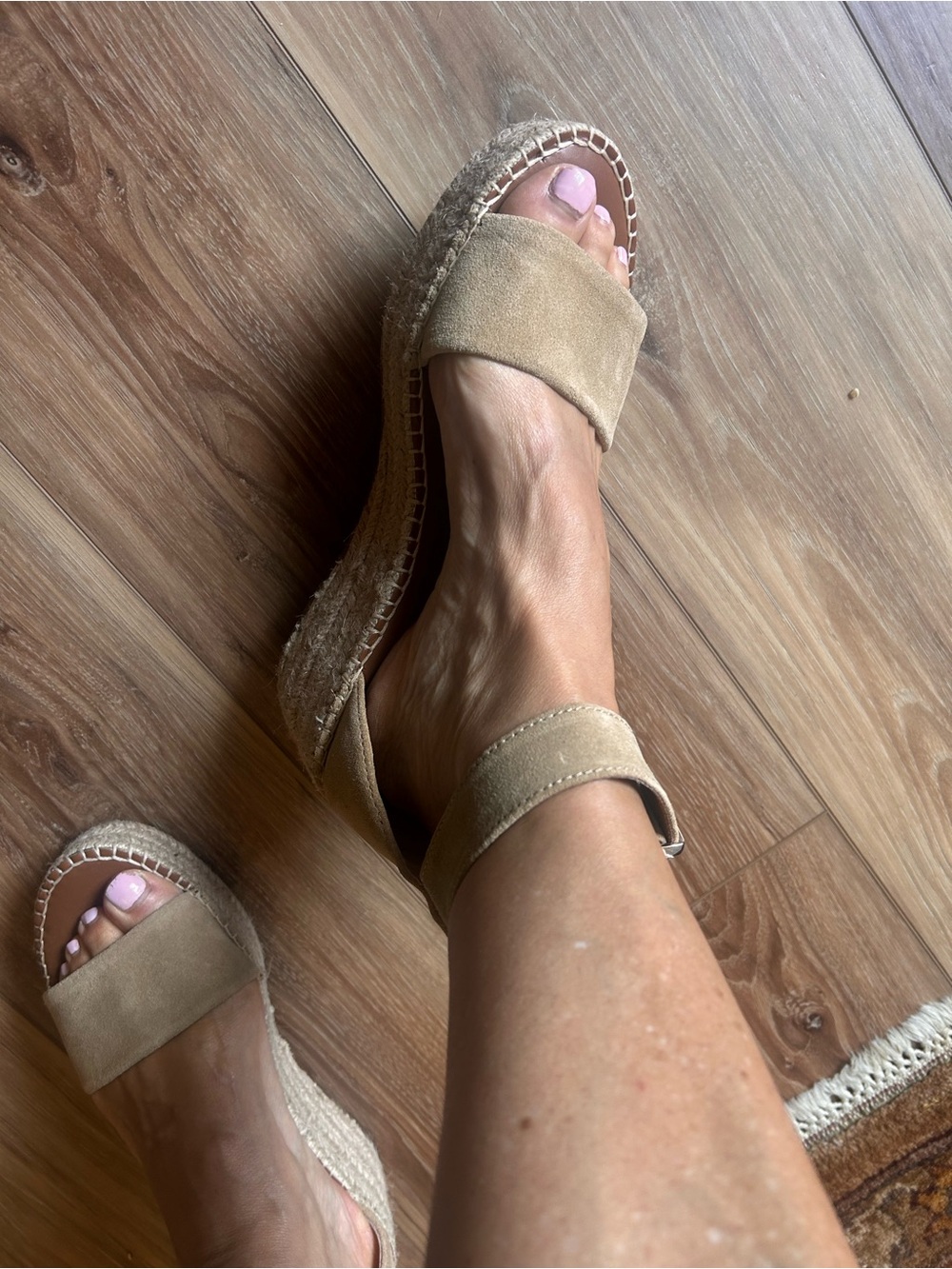 Franco Sarto Tan Suede Espadrille Ankle-Strap Sandals - Picture 3 of 8